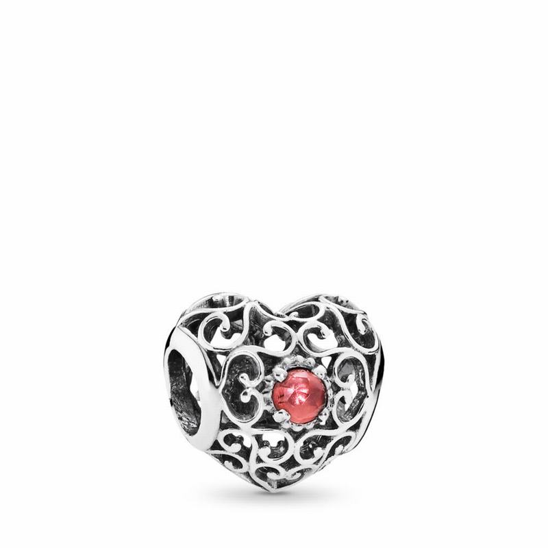 Pandora January Signature Heart Charm - Sterling Silver/Red/Garnet - Canada | DN9706JW